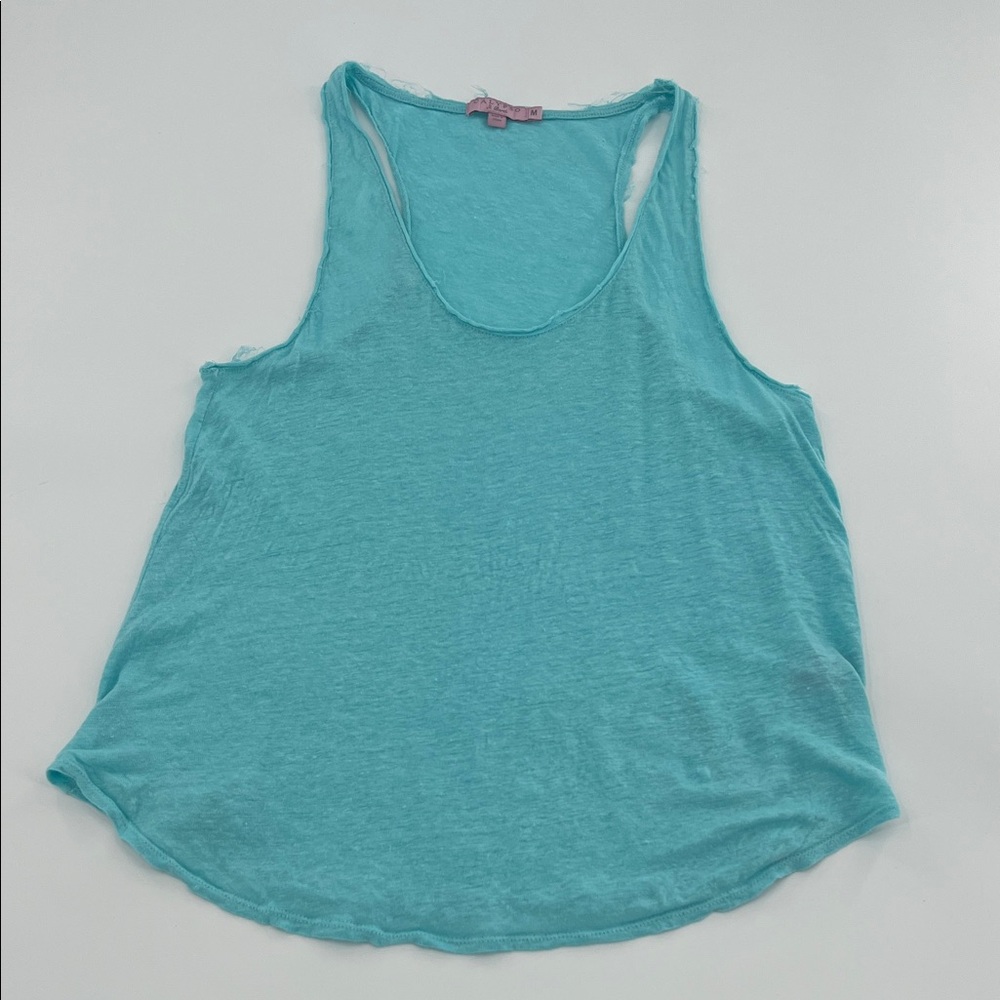Calypso St. Barth Turquoise Scoop Neck Linen Tank resort breezy casual